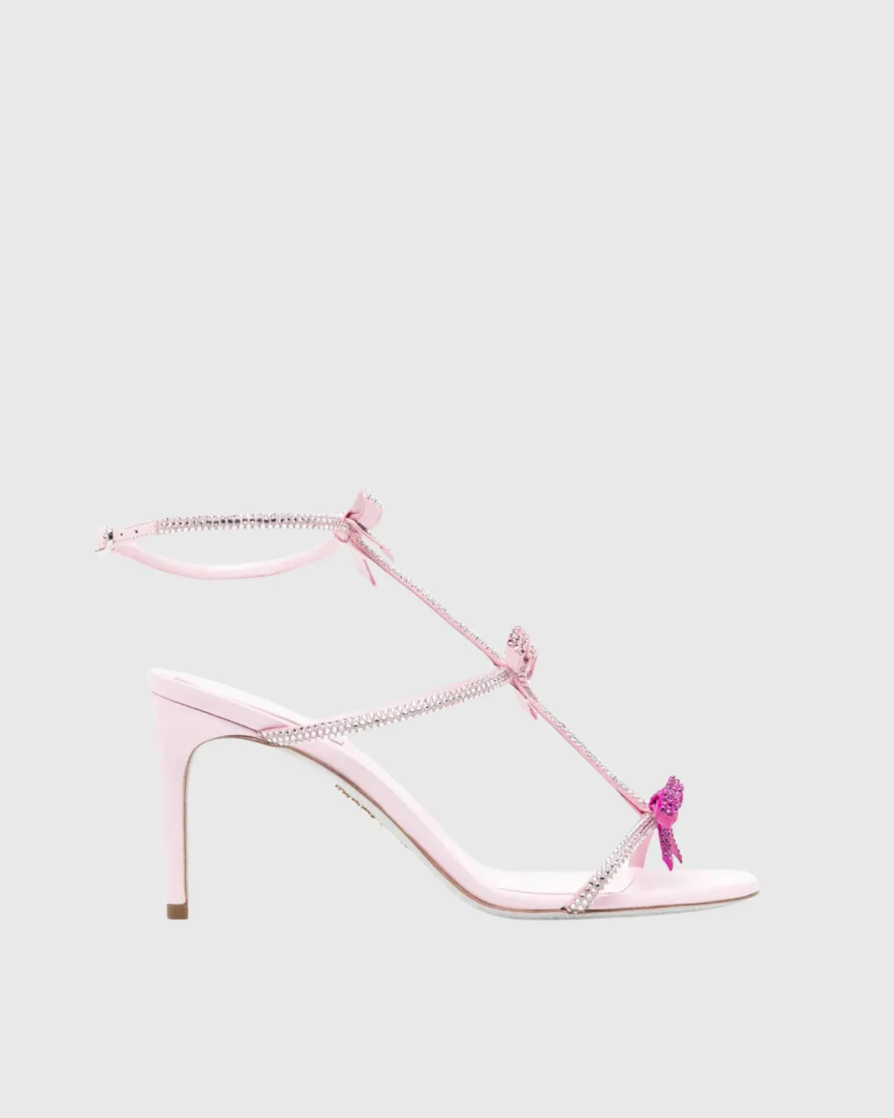 Rhinestone Bow Strap Sandals in Pink