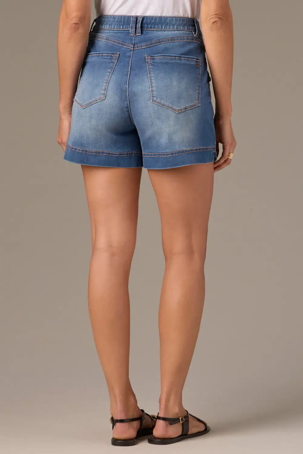 Sailor Button Slit Hem Shorts Double Side