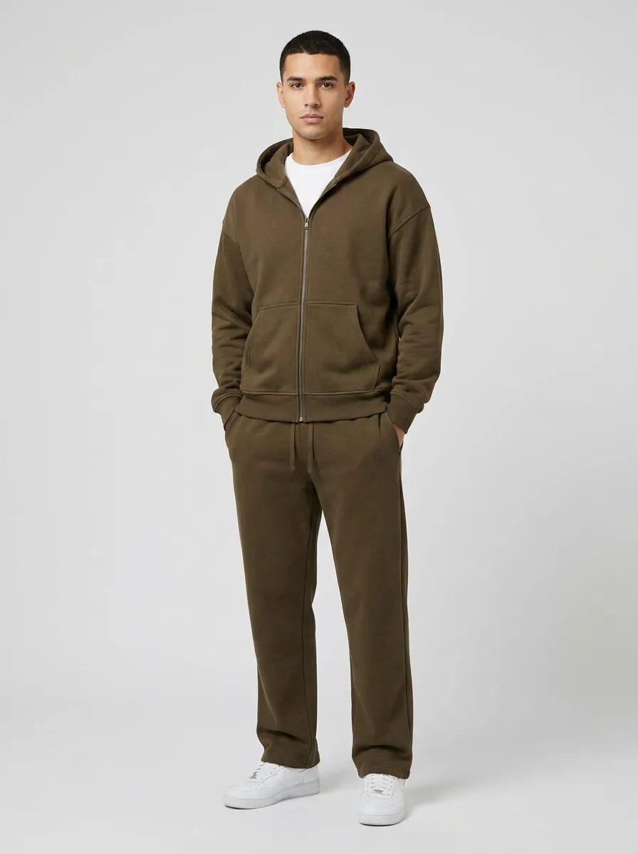 Unisex Casual Performance Sweatpants Zip-Up Hoodie Jogger Set