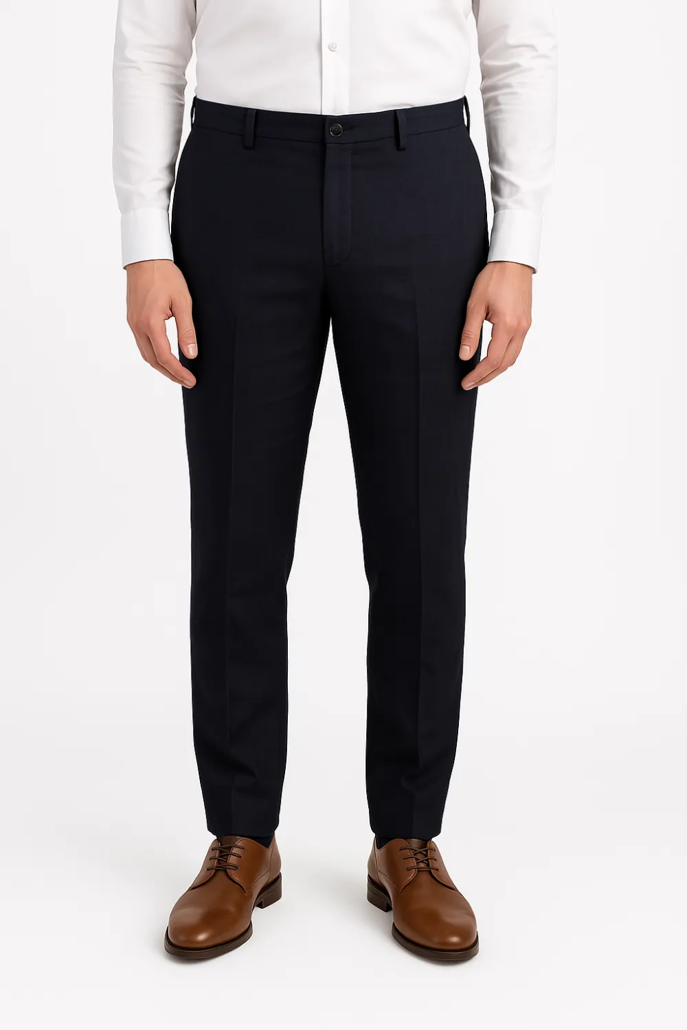 Classic Linen Flat Front Regular Rise Traditional Fit Trousers