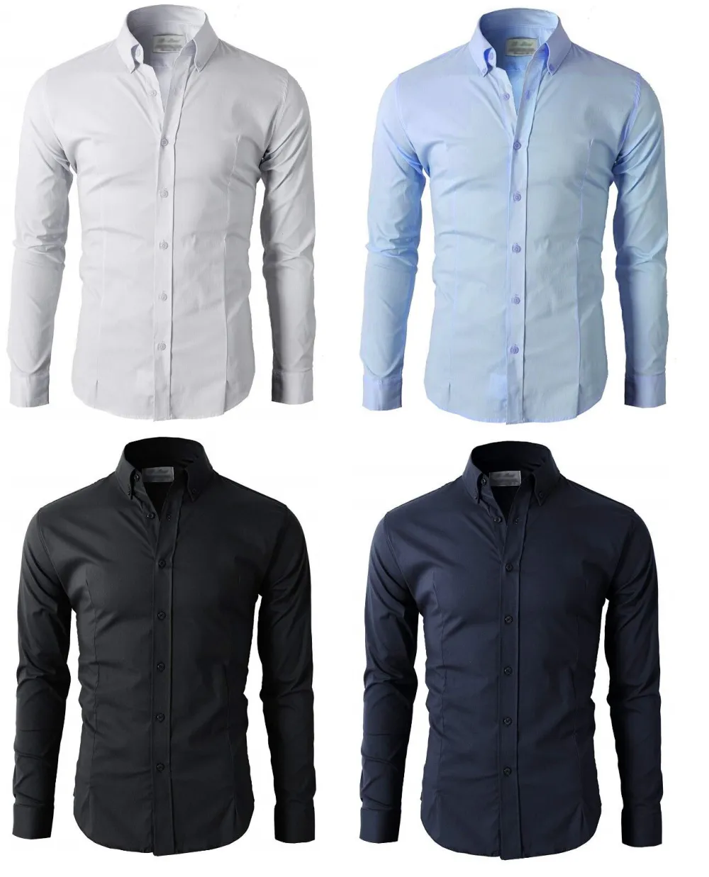 Button Down Long Sleeve Slim Fit Dress Shirt
