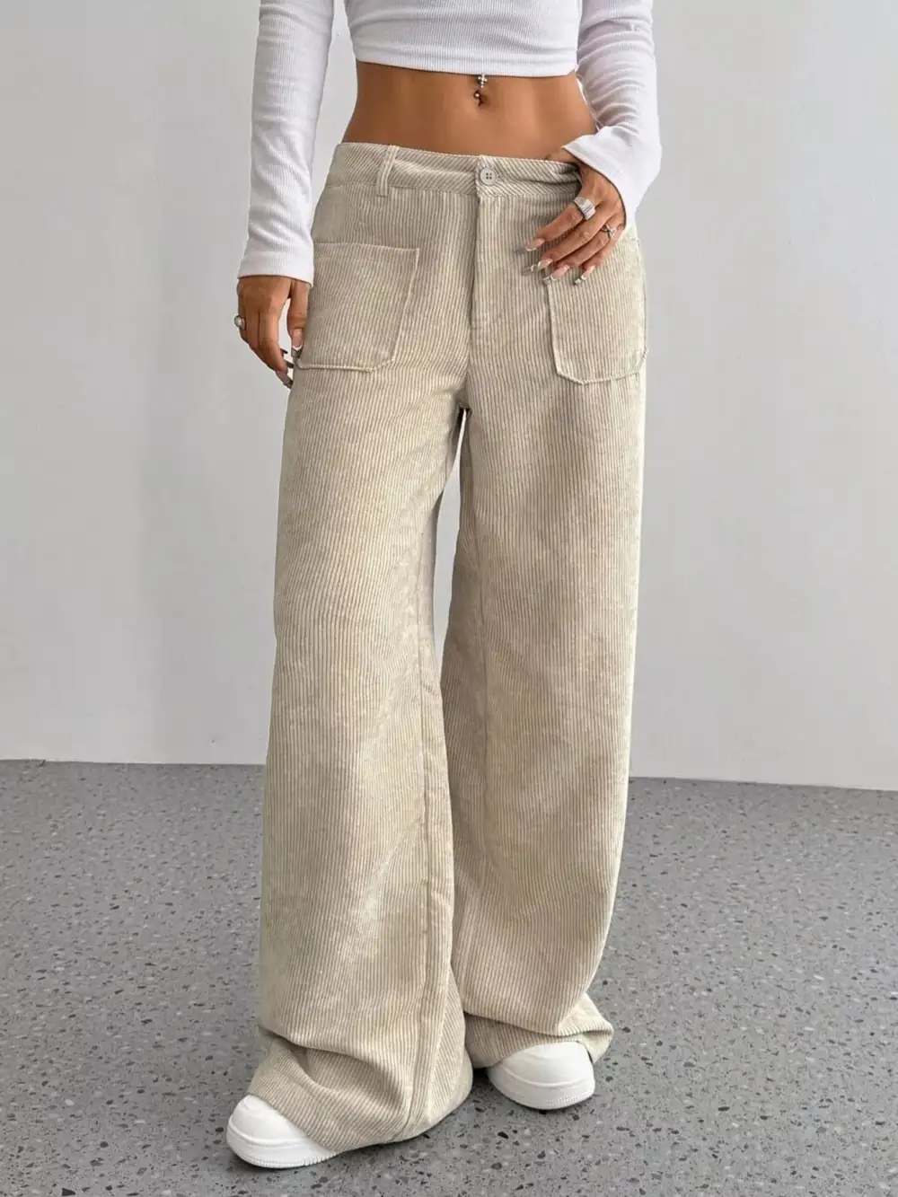 Wide Leg Corduroy Relaxed Fit Pants