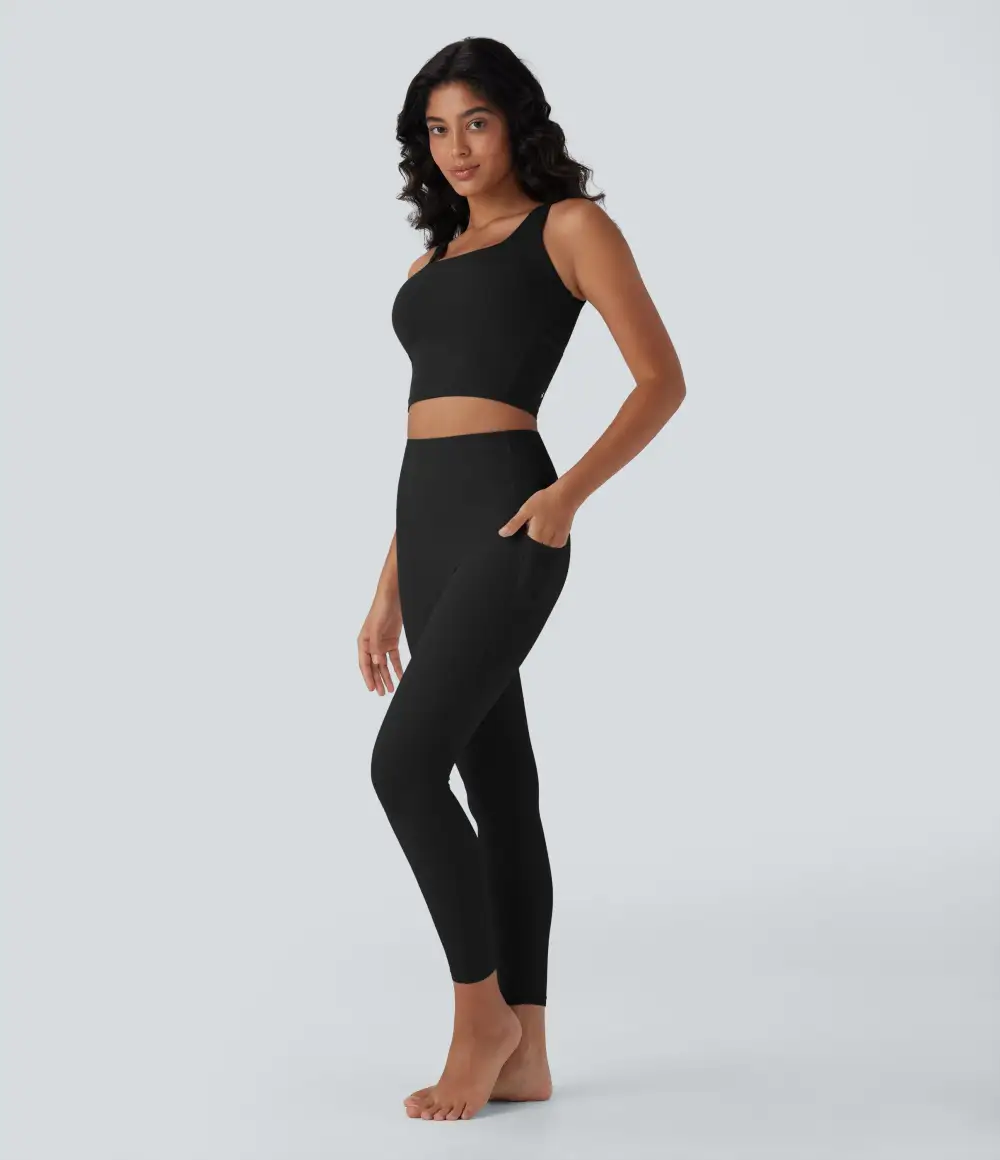 UltraSculpt Cool Quick Dry SoCinched High Waisted Tummy Control Shaping Yoga Leggings with Pockets-UPF50+