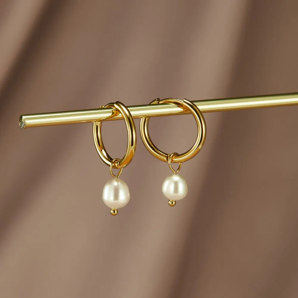 Everyday Pearl Hoop Earrings