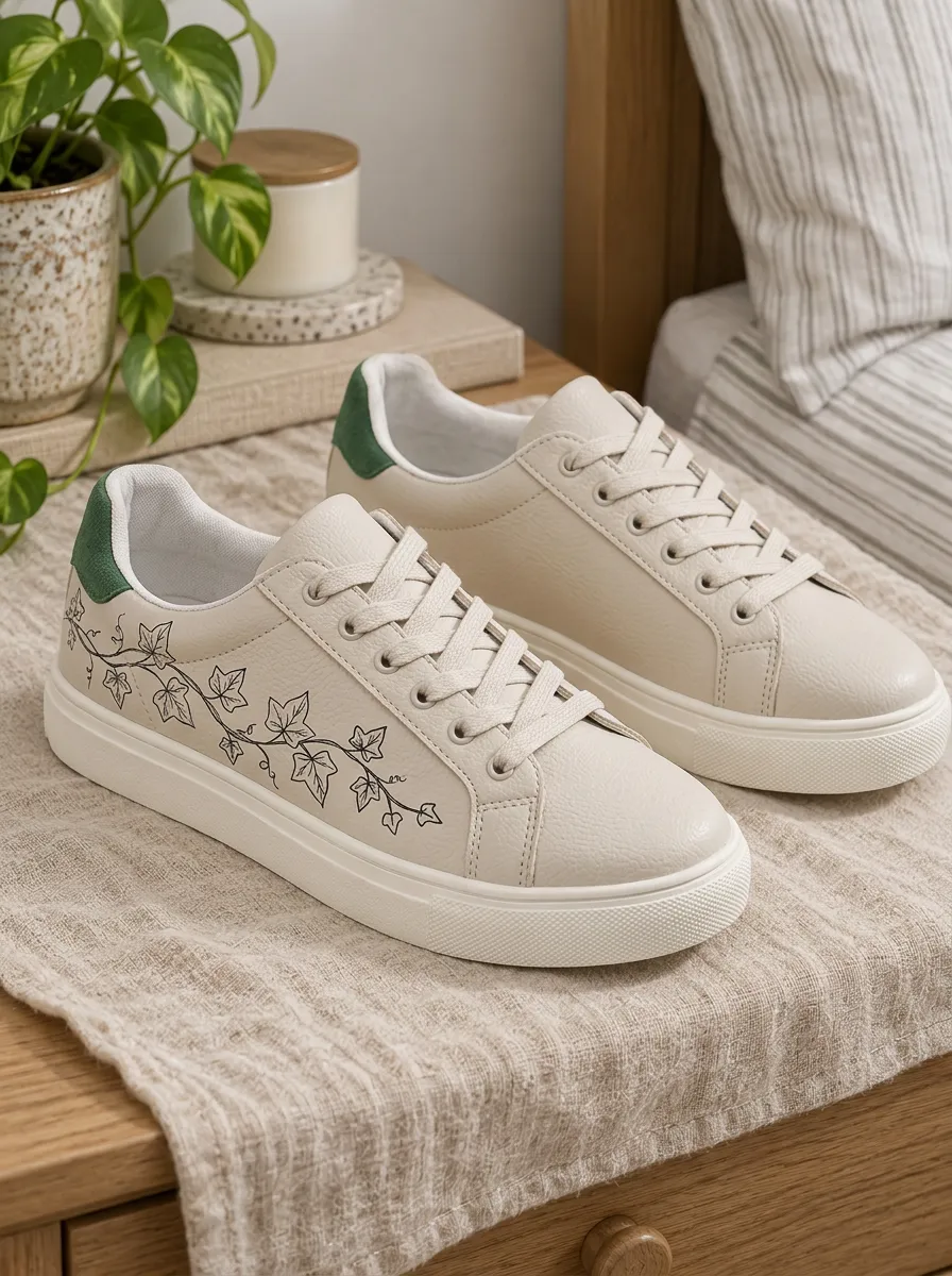 Women's Botanical Ivy Vine Printed Casual Sneakers