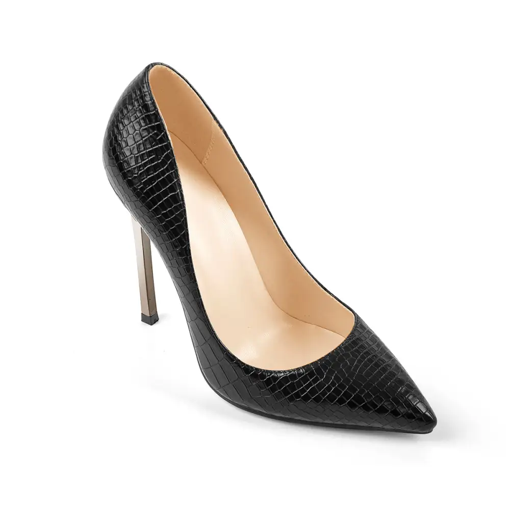 Modern Pointed Toe Metal Heel Pumps