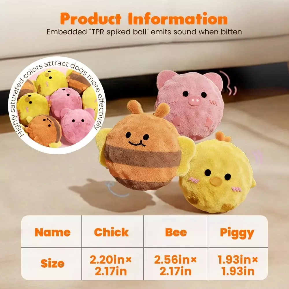 Dog Toy Small Plush Shape Cute Dog Bouncy Toy Ball Chewing Molar Sounding Ball Pet Toy
