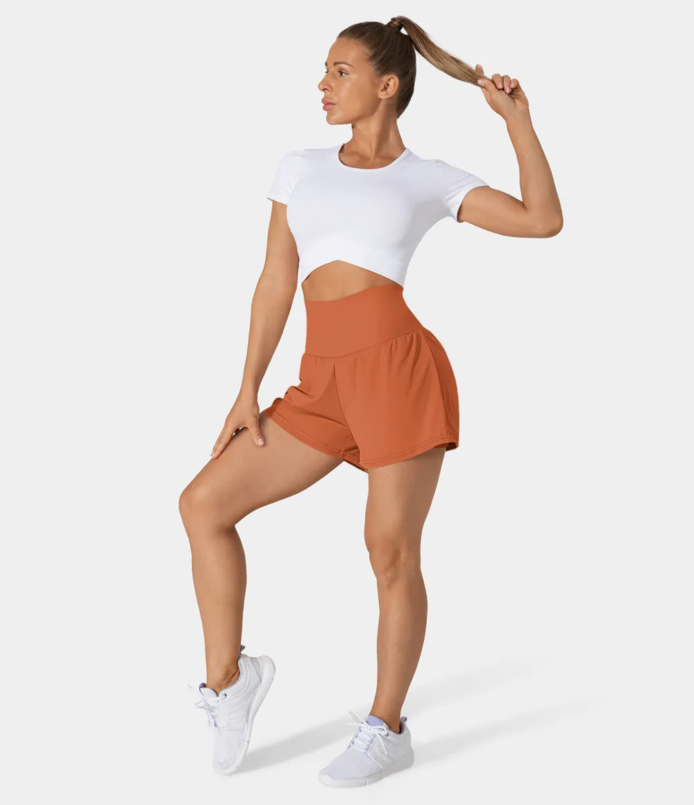 2026🔥  Super High Waisted Back Pocket & Side Hidden Pocket 2-in-1 Yoga Shorts 2.5