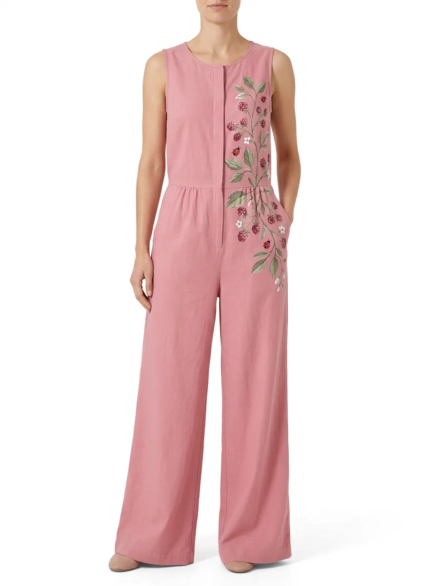 Women's Embroidery-Detail Fitted Jumpsuit
