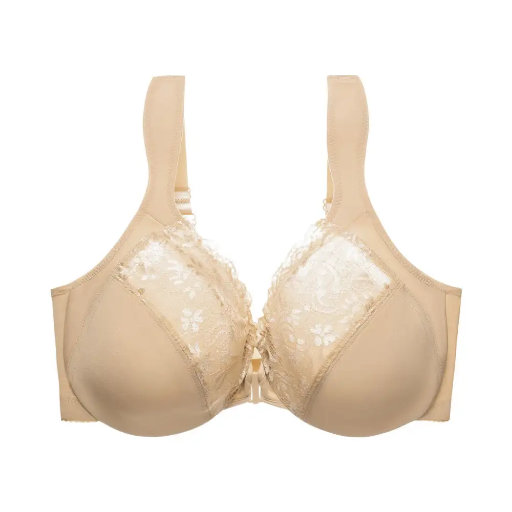Wide Strap Front Closure Underwire Bra