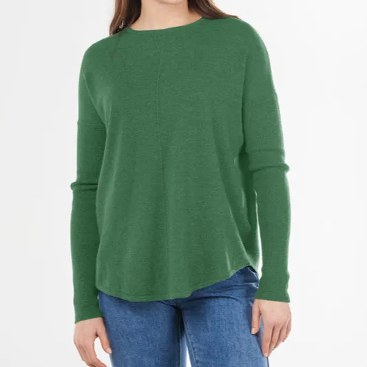 Classic Merino Cashmere Crew Neck Curved Hem Pullover
