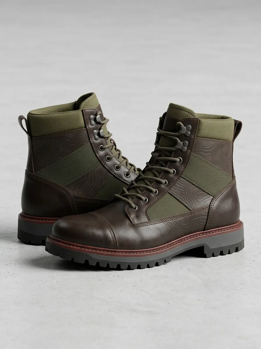 Unisex Outdoor Hiking Topographic Print Work Boots