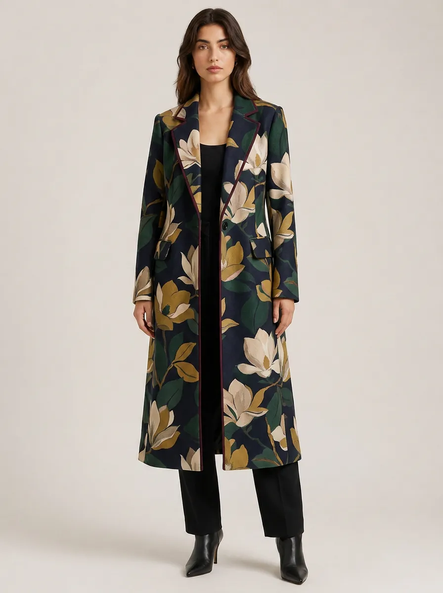 Women's Floral Lover Magnolia Printed long coat