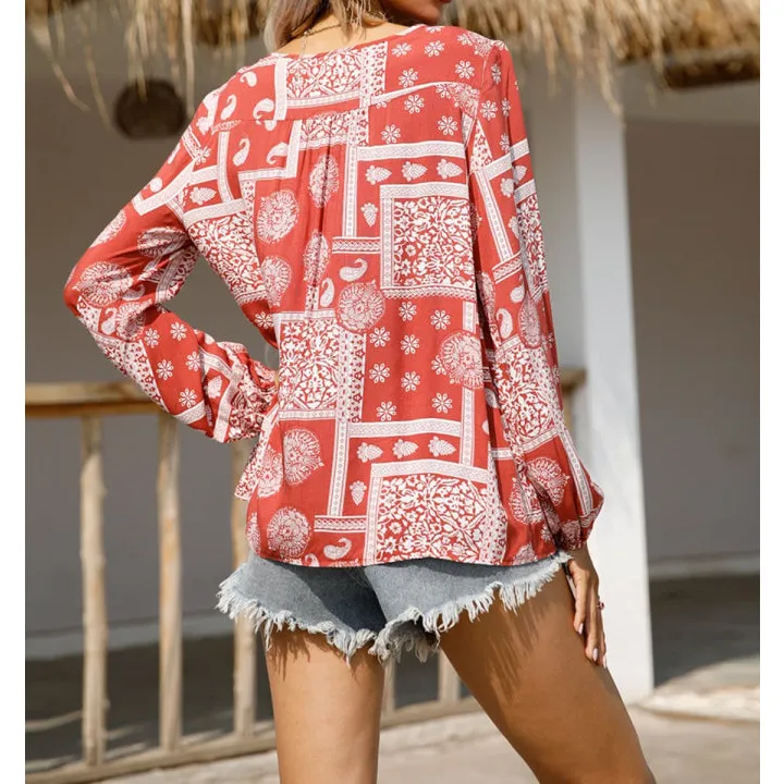 Round Neck Button Down Shirt