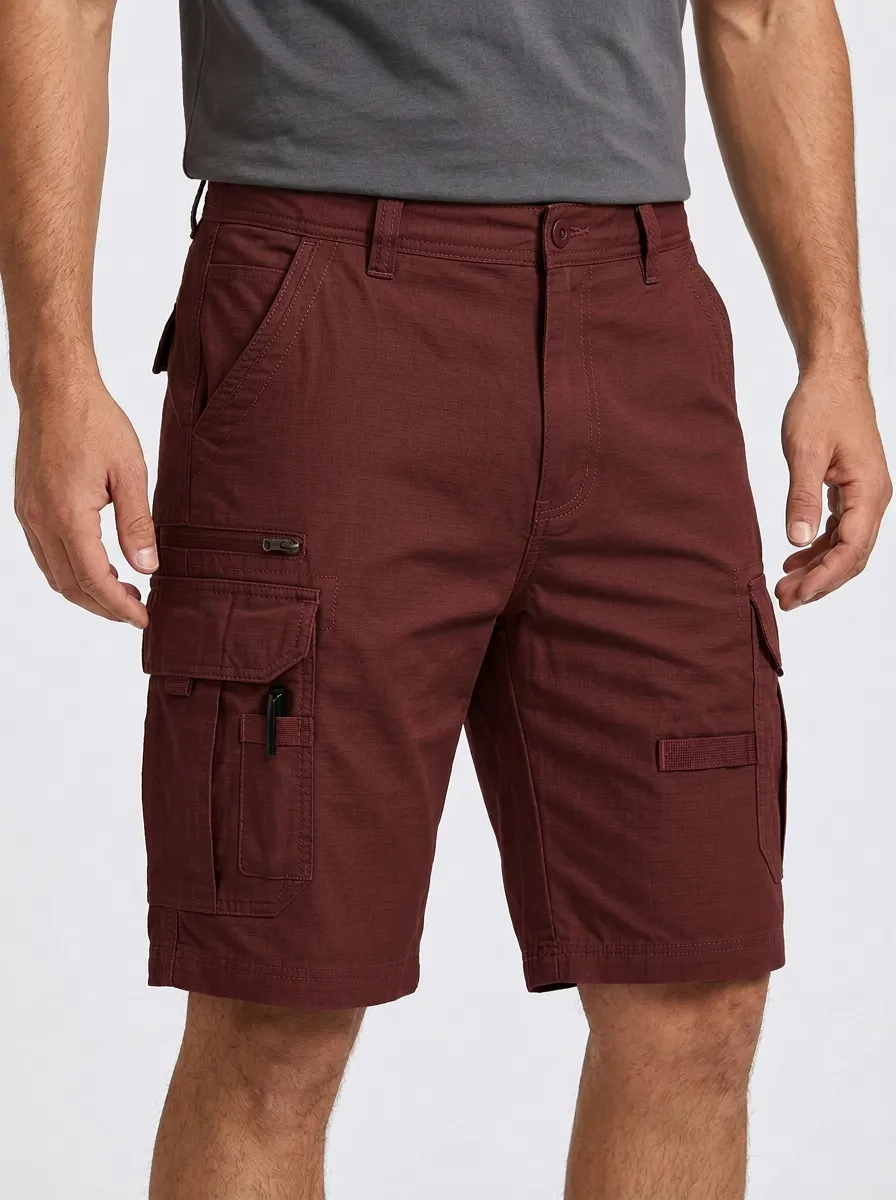 Men's Multi-Pocket Pen-Slot Zip-Fly Cargo Shorts
