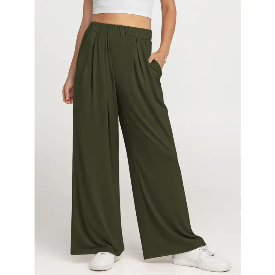 Weekend Elastic Waist Wide Leg Pants