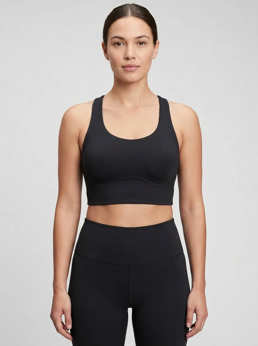 Women's Scoop-Neck Racerback Underbust-Seam Seam-Free-Front Sports Bra