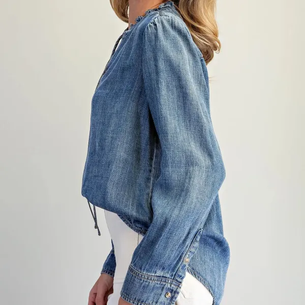 Mineral Washed Ruffle Blouse
