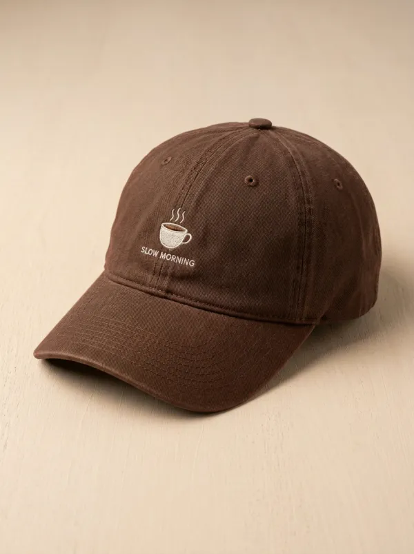 Artful Coffee-Lover Slow-Morning Embroidered Unisex Baseball Cap