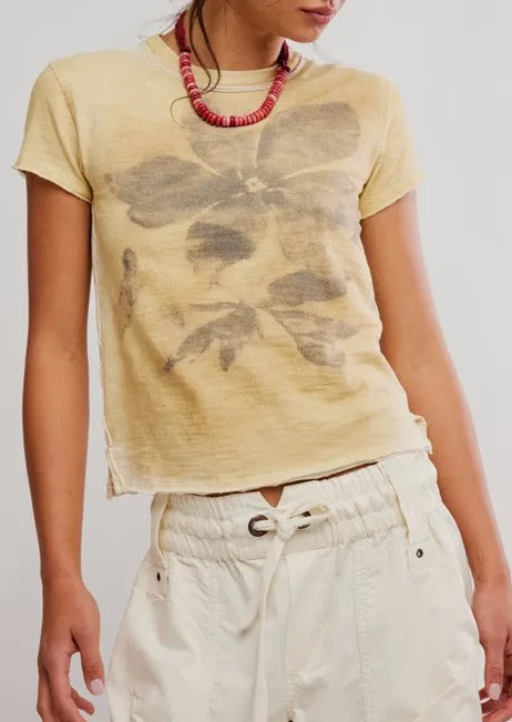 Yellow Floral Print Vintage Style Tee