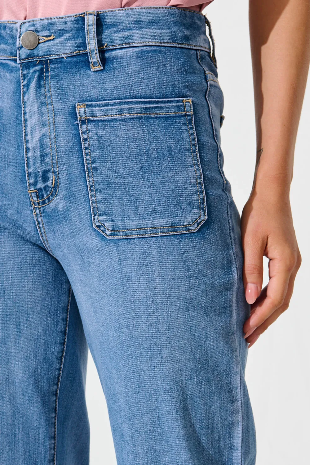 Blue High Waisted Wide Leg Jeans