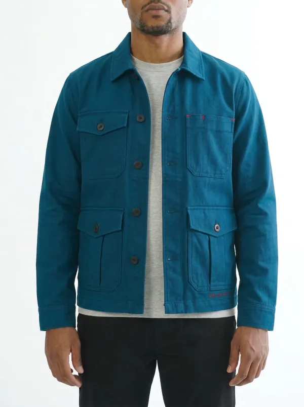 Men's Casual Utility Navy Multi-Pocket Buttoned Jacket