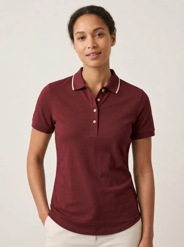Women's Contrast-Collar Collared Polo Shirt