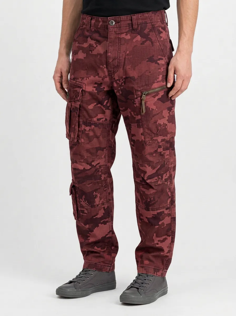 Men's Tactical Style Grey Camouflage Printed Cargo Pants