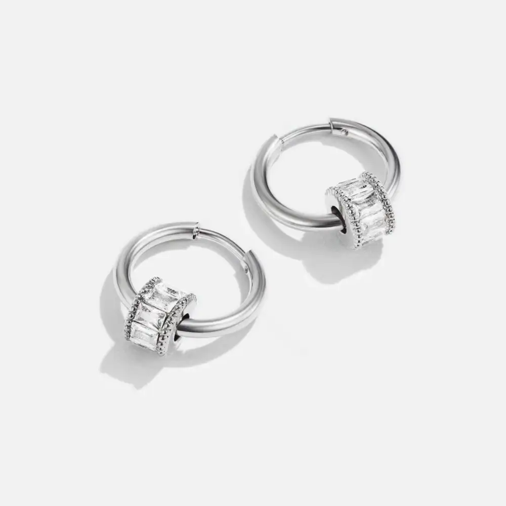 Tarnish Resistant Crystal Hoop Earrings