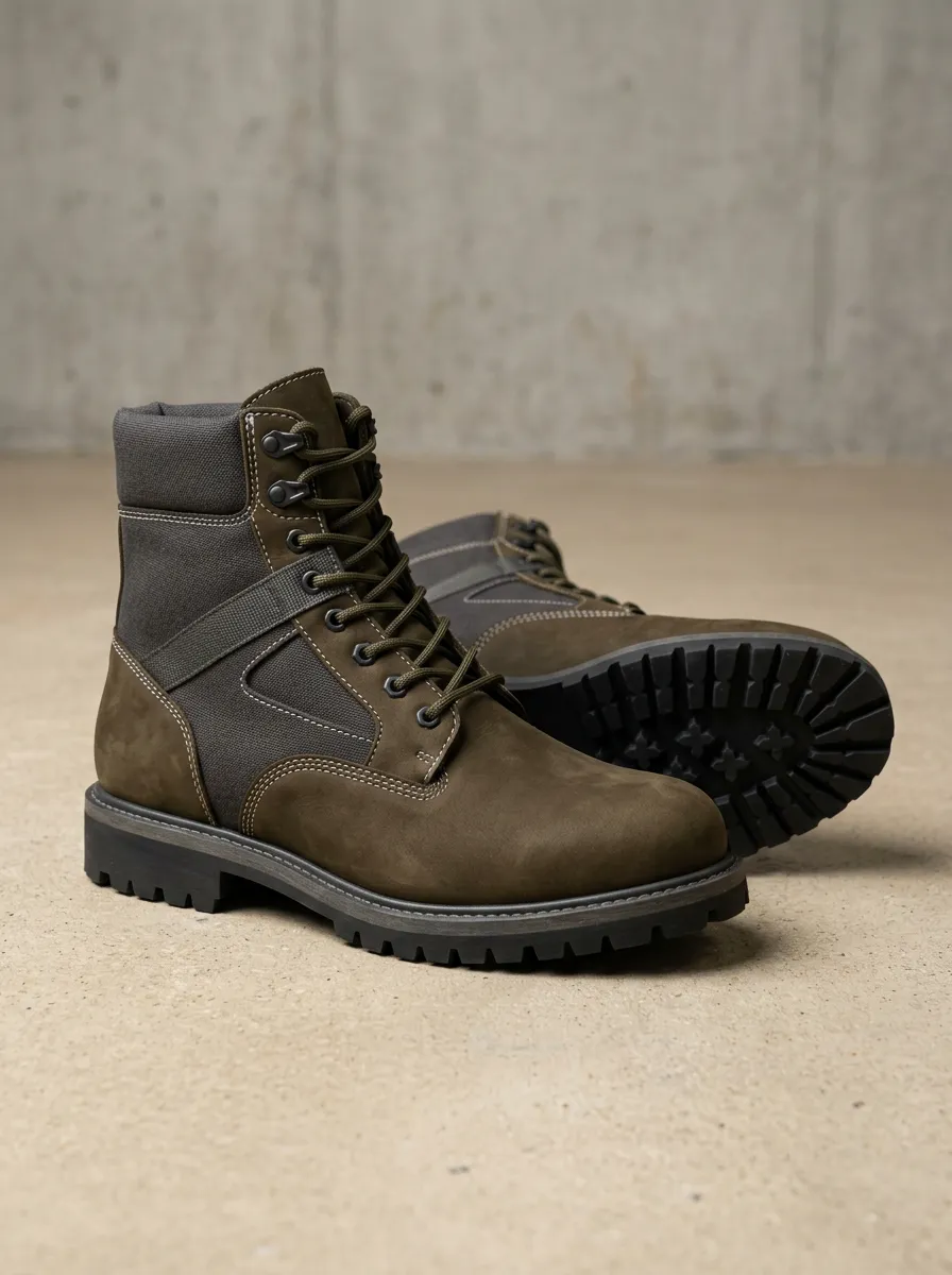 Unisex Tactical Canvas Print Work Boots