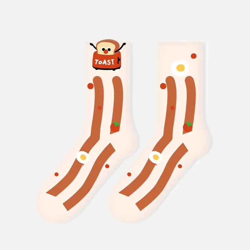 Toaster Popping Bacon Crew Socks