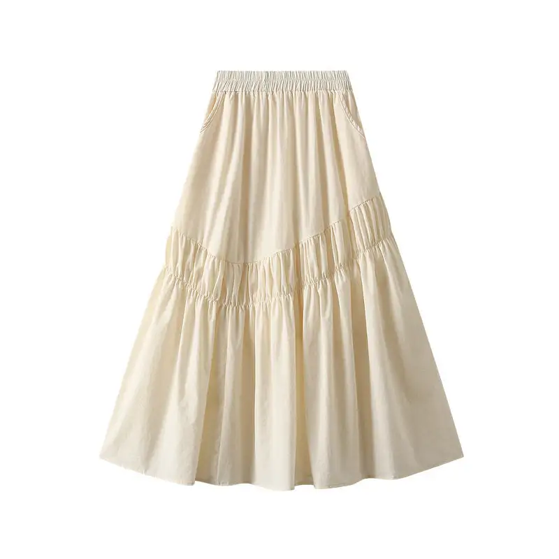 Utility Irregular Patchwork Midi Pleated Skirt