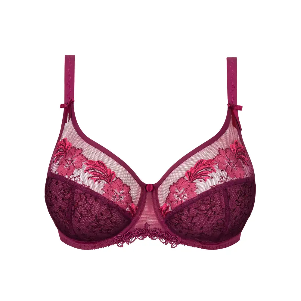 Women's Full Coverage Underwire Three-Part Cup Lined Cup Leotard Back Floral Lace Guipure Lace Embroidery Bra