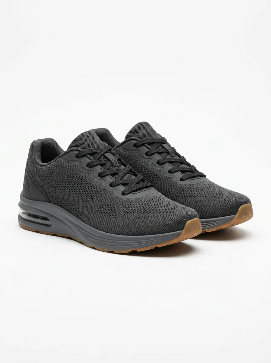 Men's Navy and Charcoal Gum-Sole Lace-Up Air Sneakers