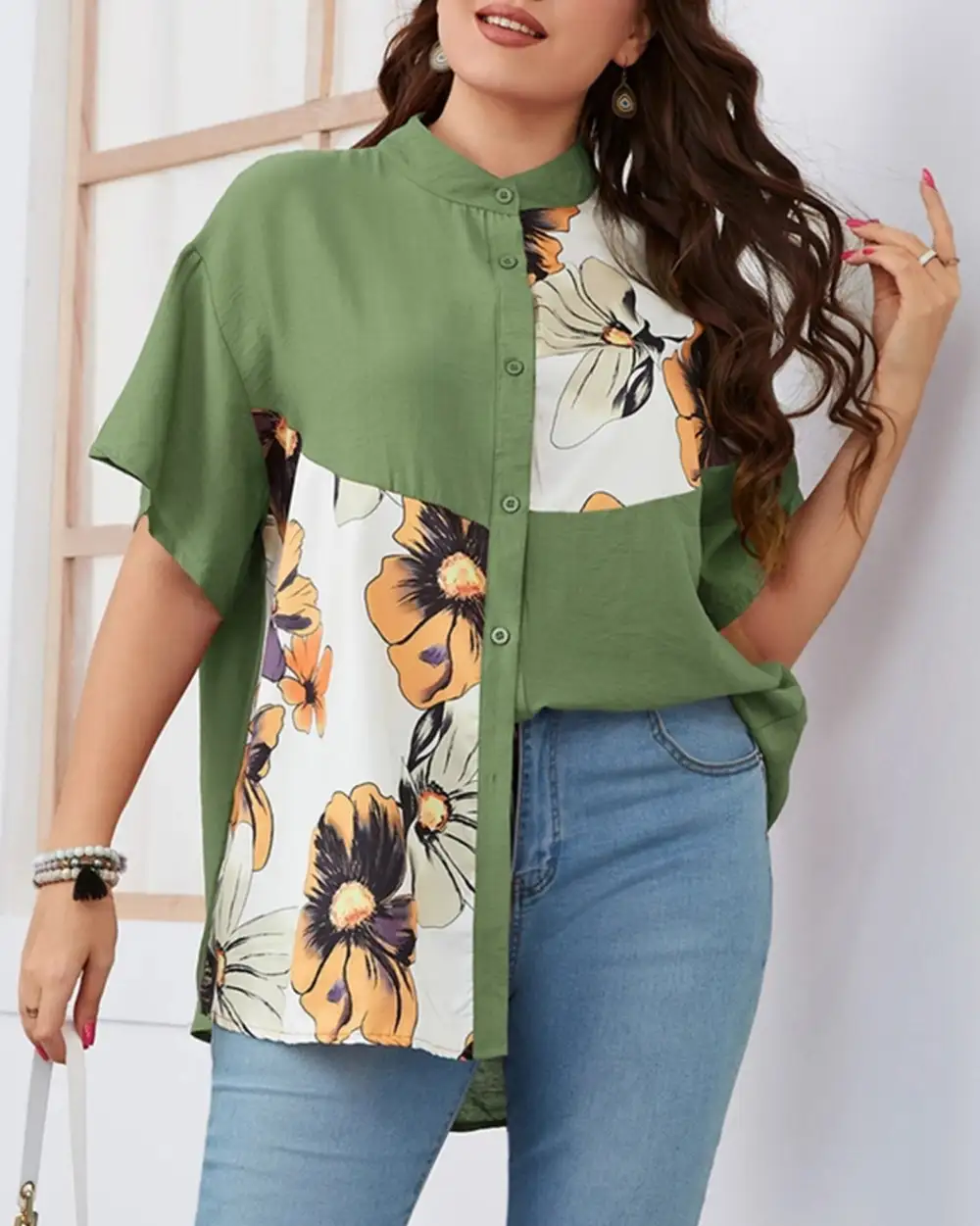 Easy Button Down Floral Blouse
