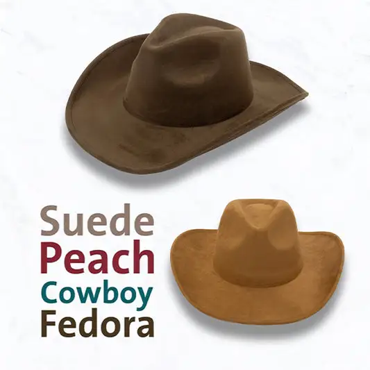 Big Brim Suede Cowboy Peach Heart Fedora Hat