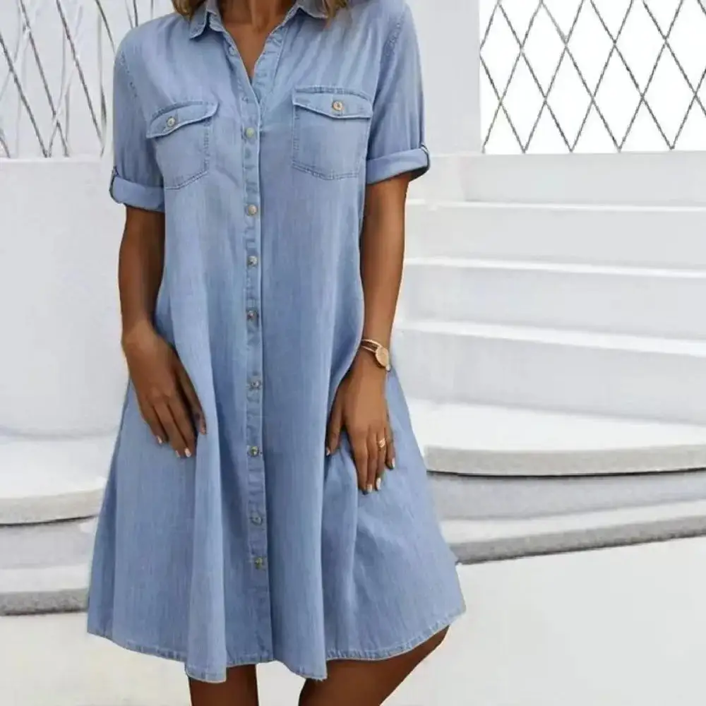 Denim Button-Down Shirt Dress