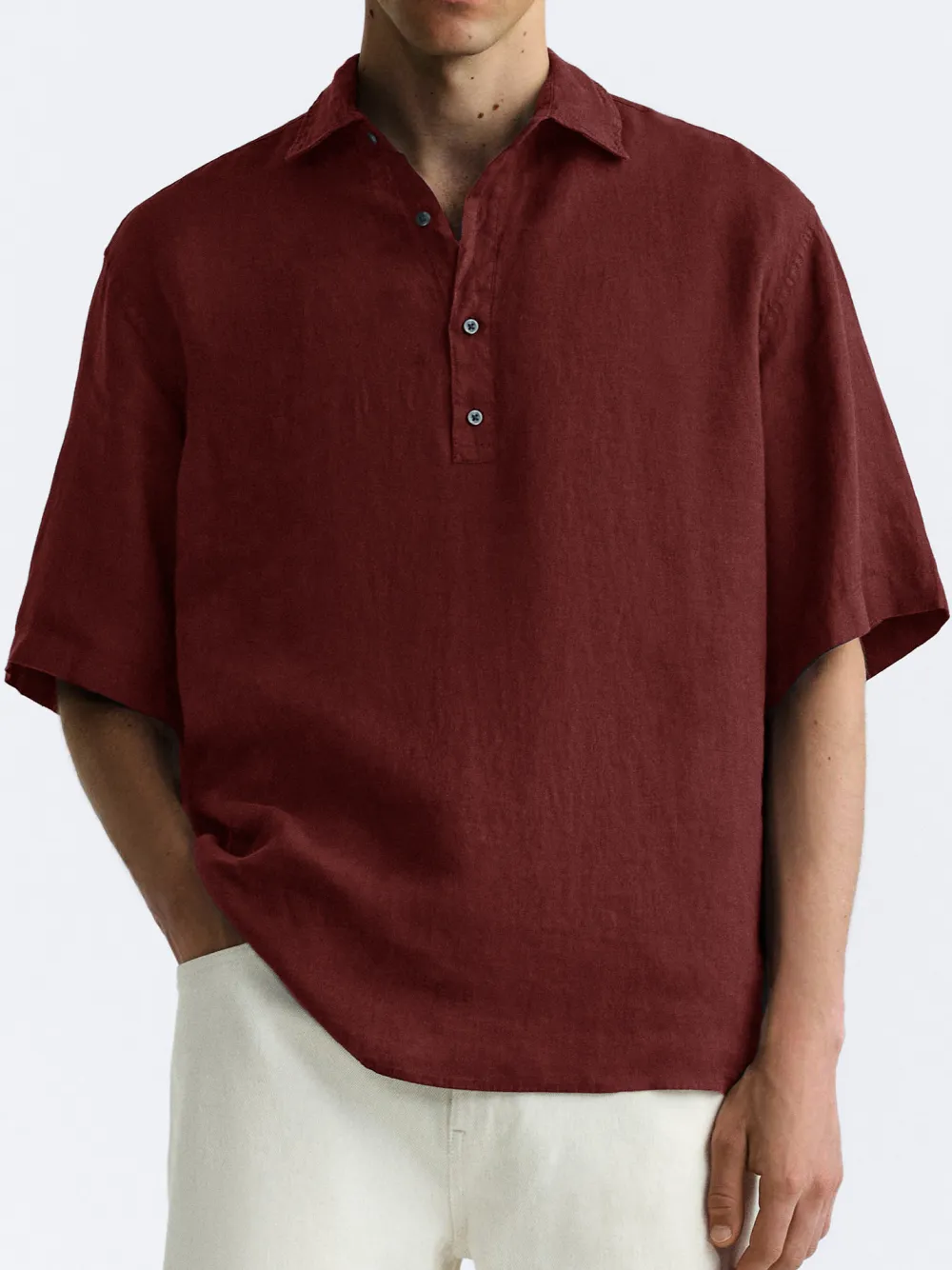 Relaxed Short Sleeve Button Front Shirt