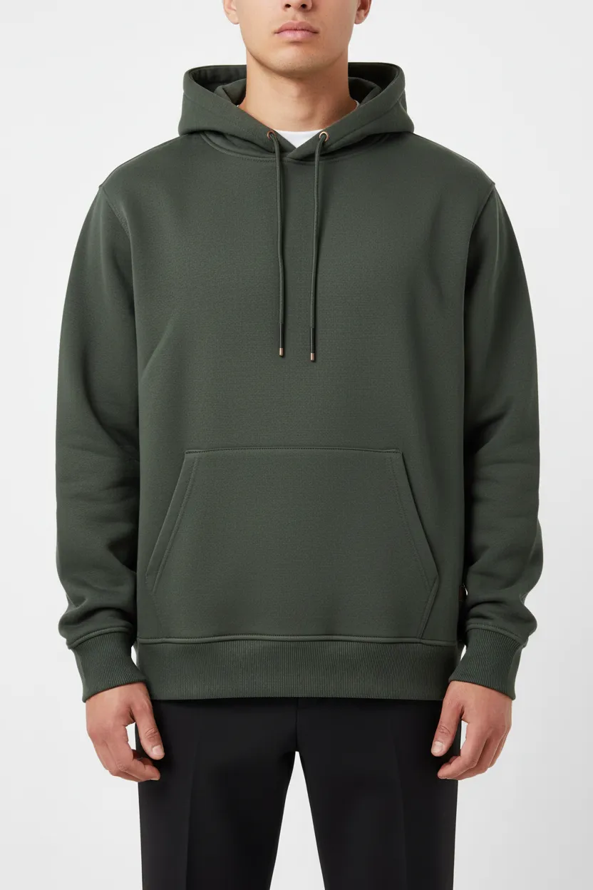 Modern Regular Fit Cotton Ribbed Hooded Pullover Hoodie
