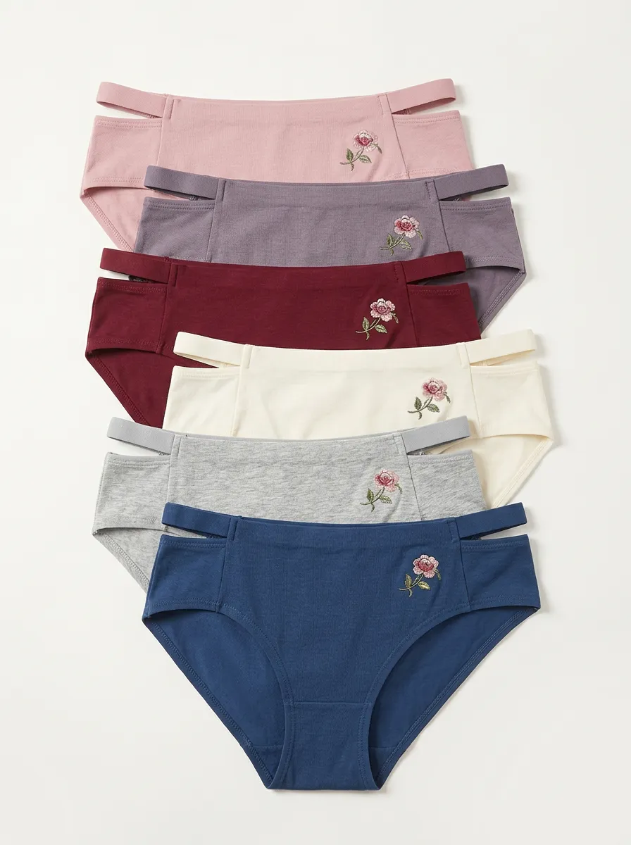 Women's Floral Embroidered Side-Cutout Brief Set