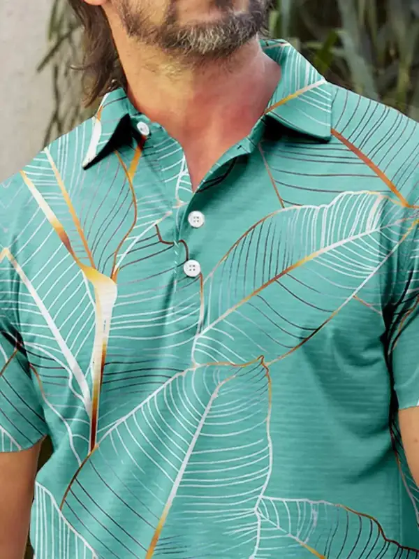 Modern Sport Short Sleeve Button Up Polo Shirt