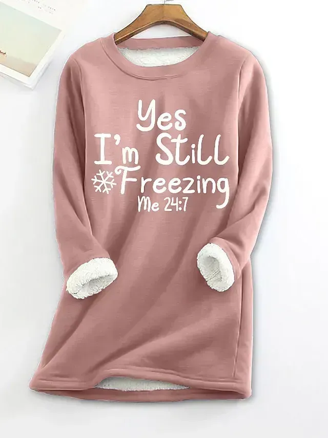 Women's Pajama Top and Pant Letter Warm Comfort Soft Home Daily Bed Fleece Warm Breathable Crew Neck Long Sleeve Pullover Pant Elastic Waist Fall Winter