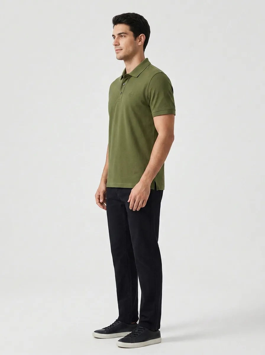 Refined Compass-Detail Men's Polo Shirt