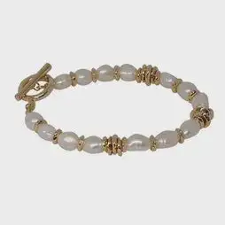 Pearl Metal Disc Fob Bracelet