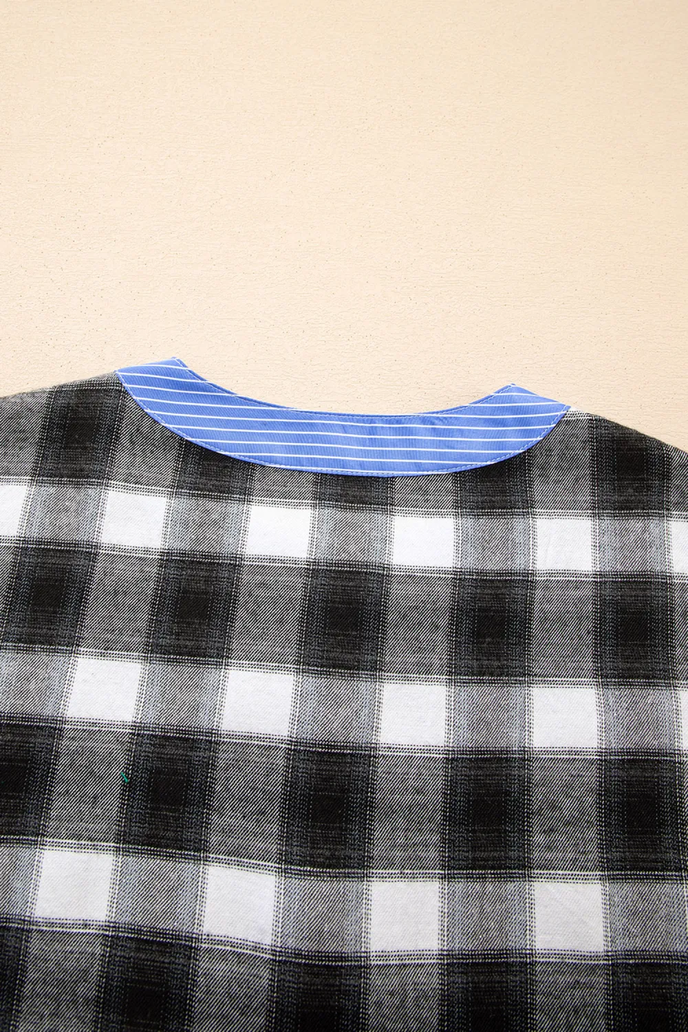 Black Contrast Striped Edge Half Sleeve Blouse