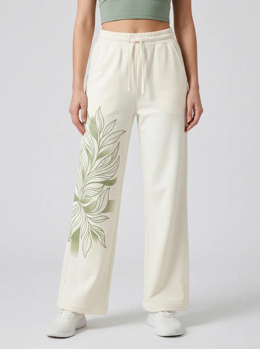 Women's Botanical Leaf Pattern Graphic Sweatpants