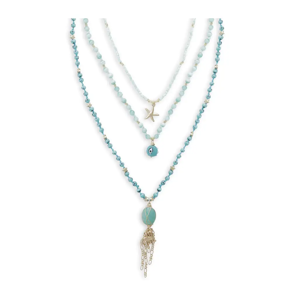 Mixed Detail Beaded Pendant Necklace