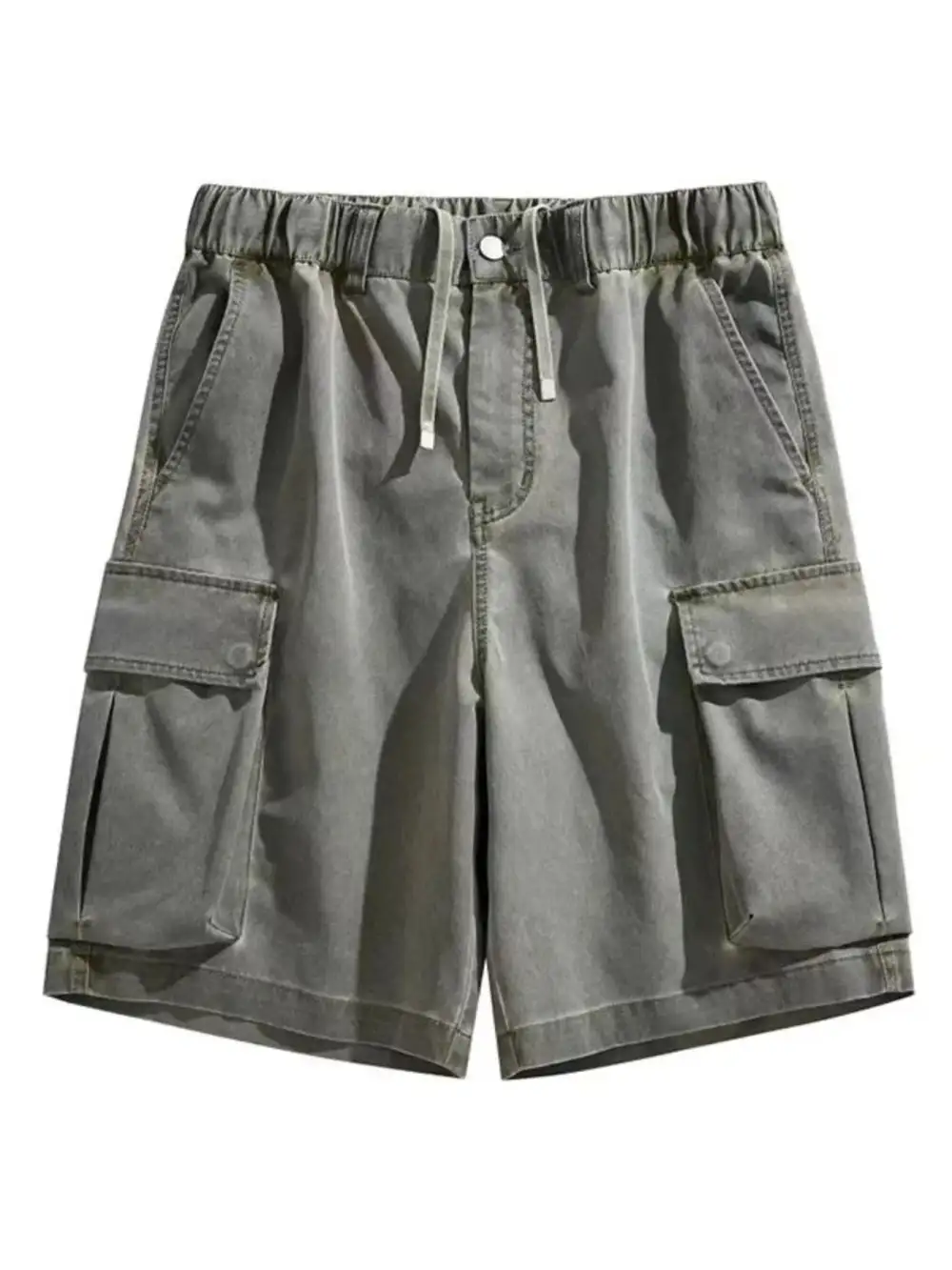 Elastic Waist Drawstring Pocket Detail Cargo Shorts