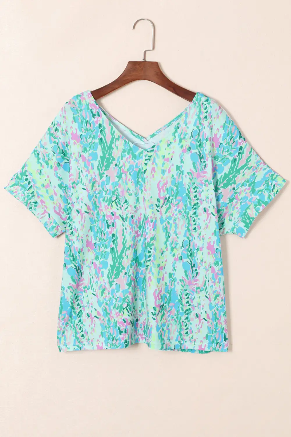 Green Loose Painted Floral Tee