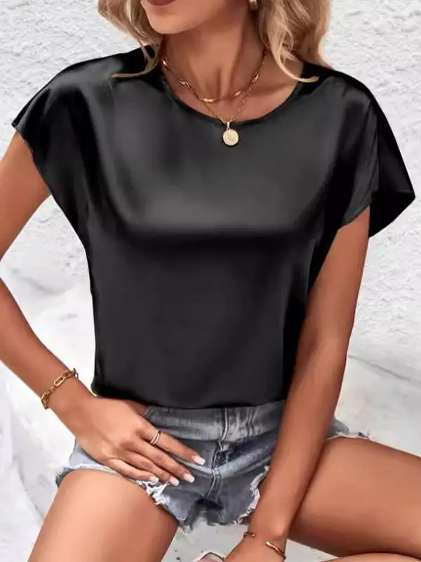 Batwing Sleeve Relaxed Round Neck T-Shirt
